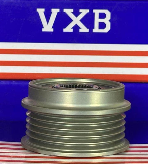 Aluminum alternator freewheel pulley, 5-groove, 55.8 mm, VXB Bearings logo in background