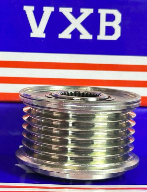 VXB Bearings F559585 alternator freewheel pulley bearing, metal silver, multi-groove pulley
