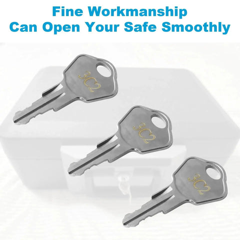 Three Replacement Keys for 3C2 Safe Locks provide fast, secure access to safes, file cabinets, and desks; this cost-effective 3-piece set matches 3C2 codes.