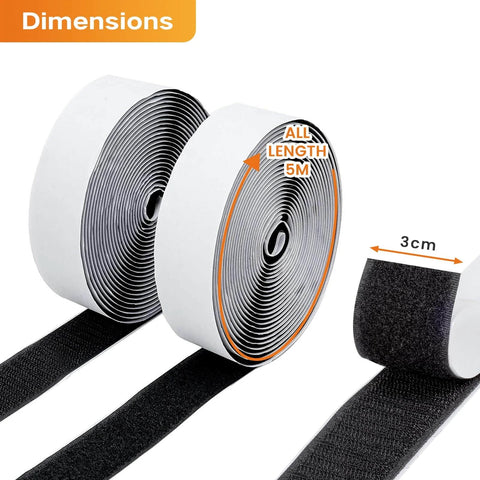 Heavy Duty Hook And Loop Strips With Adhesive, 1.2 Inch By 16 Ft, Multipurpose Fasteners Tape Roll For Indoor Outdoor Use, 3 Cm Wide, Black, Industrial Strength Bond For Tools, Fabric, Home Office And More.