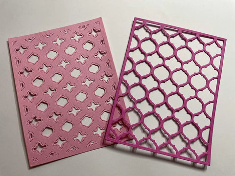 3D Floral Cutting Dies Set For Scrapbooking And Card Making With Layered Four Leaf Flower Designs 22.4x14.4 Cm, pink and purple dies