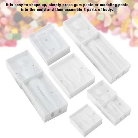 3D People Fondant Mold Set For Cake Decorating Plastic Human Shaped Clay Polymer DIY Templates Sugarcraft Baking Tool Molds
