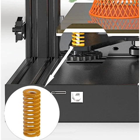 Premium 3D Printer Bed Leveling Springs Set For Ender 3 Series, 8mm OD By 20mm Length, light load metal compression springs in use