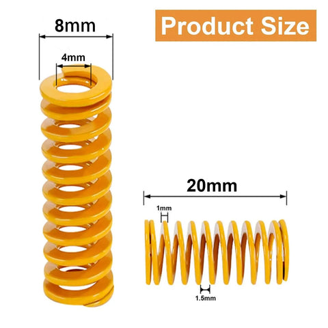 Premium 3D Printer Bed Leveling Springs Set For Ender 3 Series, 8mm OD By 20mm Length, Light Load Metal Compression Springs