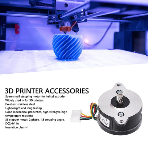 2 Phase 1.8 Step Angle Round Stepper Motor DC2.4V 1A 36mm for 3D Printer Extruder Widely Used in X1 or P1 Series, side view