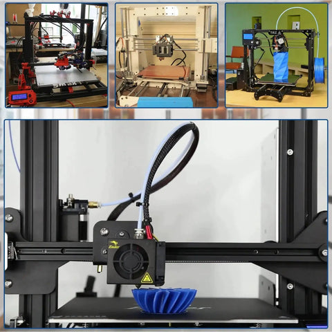 Three 3D printers using Two Pack 8mm x 150mm Chrome Linear Motion Rods with hardened steel guide rails, rust resistance, precise motion