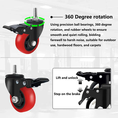 Three Inch Stem Caster Wheels Swivel With Double Locking Design showing 360-degree rotation details and secure locking system