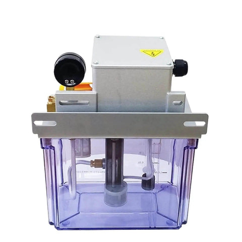 3L Automatic Electric Gear Pump with Sensor for Oil Lubrication System, shown in a clear reservoir, heavy-duty 220V gear pump
