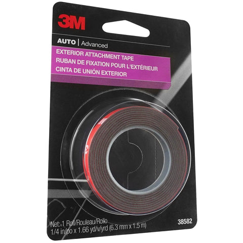 Heavy Duty Auto Exterior Double-Sided Tape 1/4 Inch By 5 Feet For Car Trim Moldings Emblems And Badges All Weather Permanent Bond