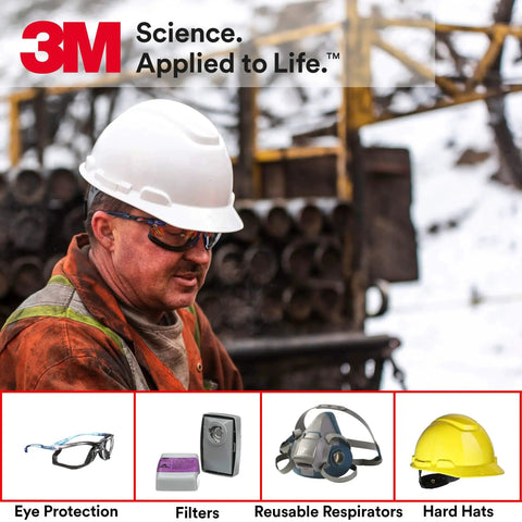 Construction worker wearing Solus 1000 Safety Glasses With Scotchgard Anti-Fog Coating ANSI Z87 Clear Lens in industrial setting.