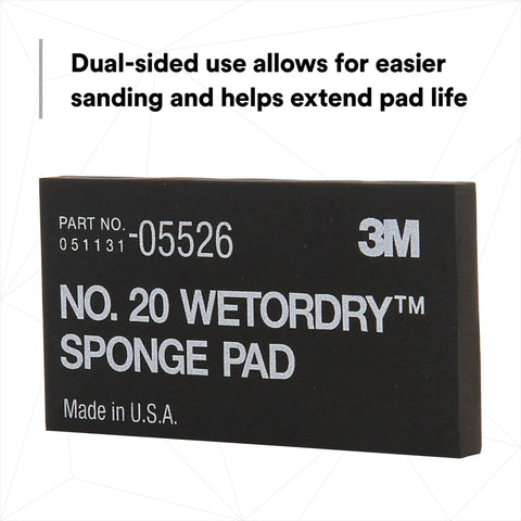 Wetordry Sponge Pad Dual Sided For Wet And Dry Sanding Automotive, close-up of black pad showing product details and brand