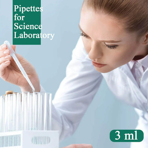 Scientist using 3ml Disposable Dropper Pipettes 100 Pack Leak Proof Food Grade Plastic For Essential Oils Lab And Makeup Use