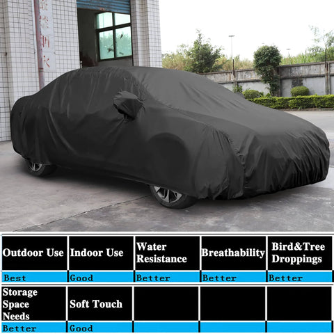 3XL Breathable Waterproof Car Cover with Mirror Pockets - All-Season Protection for SUV, Pickup Trucks, Large Vehicles shown on vehicle