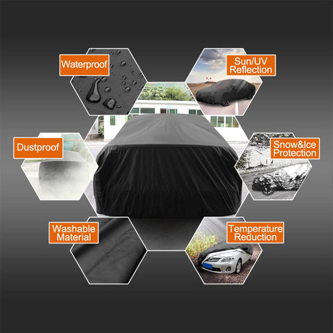 3XL Breathable Waterproof Car Cover with Mirror Pockets - All-Season Protection for SUV, Pickup Trucks, Large Vehicles