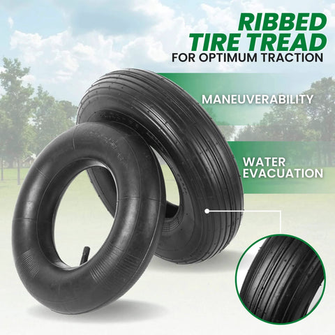 ✝️ (2 sets) 4.00-6 replacement pneumatic tires and inner tubes - universal fit 13” tires and tubes, ribbed tread, outdoor display