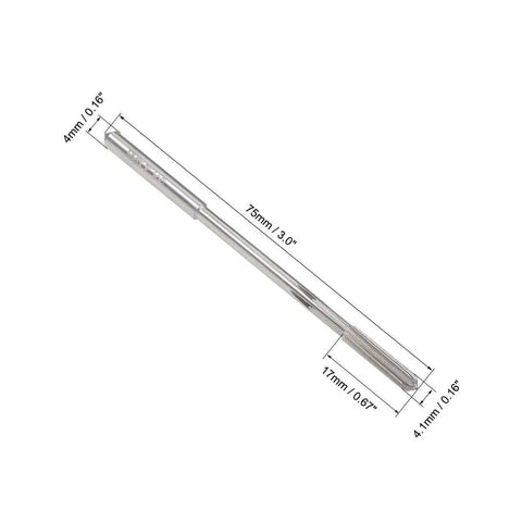 4.1mm Chucking Reamer HSS Cobalt M35 D4 6 Straight Flutes Round Shank Milling Cutter For Stainless Steel Alloy Copper And Other Metals Pro Grade Precision Machining Two Pack, side view with measurements.