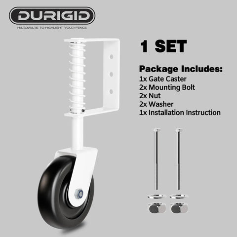4.3 Inch Spring Loaded Gate Wheel Caster For Outdoor Gates Heavy Duty Fence Gate Wheel With Shock Absorbing Spring