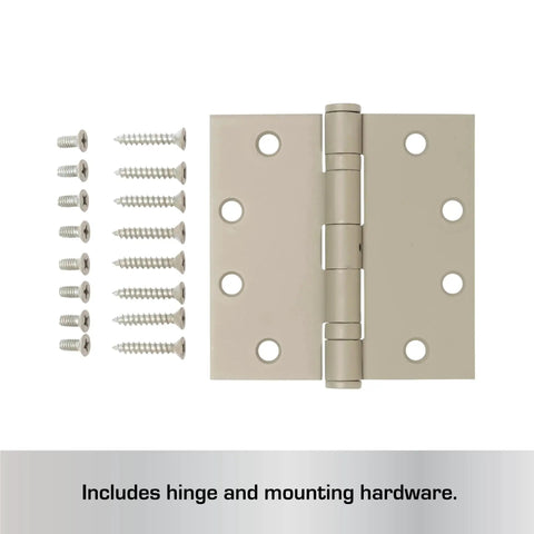 4 Pack Four And One Half Inch Ball Bearing Door Hinges with prime coat, screws included, smooth operation for interior and exterior use.