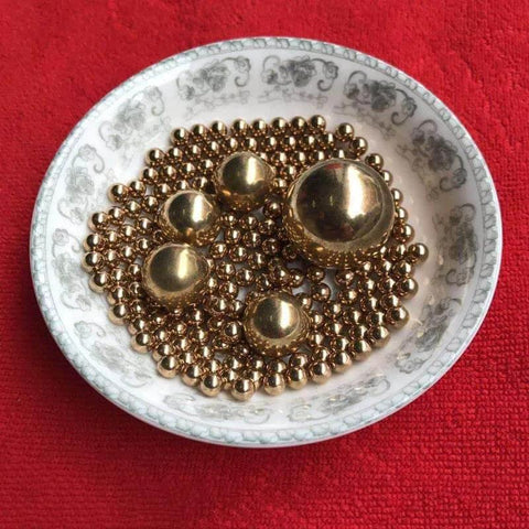 4.76mm 200pcs Solid Pure Copper Balls - Brass Ball Bead in a decorative dish