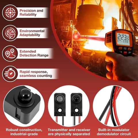 4 Pack Infrared Break Beam Sensor Kit With Split Transmitter And Receiver for precise counting in industrial setting