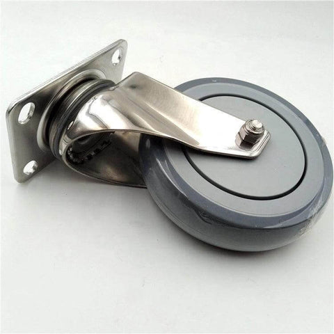4" Swivel Stainless Steel Caster TPR Wheel - Top Plate