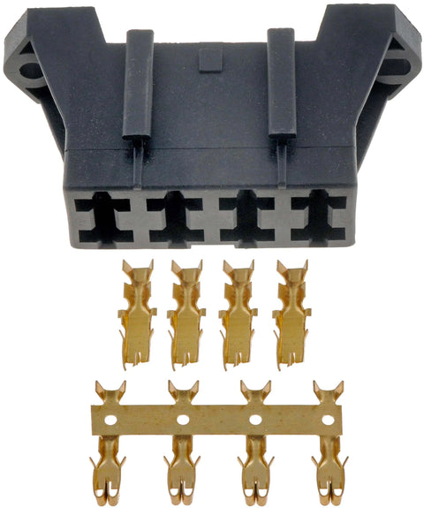 Black 4 blade fuse block with gold connectors for automotive electrical systems, universal fit, rugged and durable construction