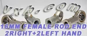 4 Female Rod End Heim Joints 16mm PHS16 - 2 RH + 2 LH Hand