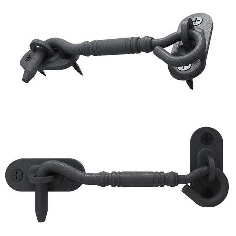 4 Inch Privacy Hook Latch for Sliding Barn Door in Black Stainless Steel Durable and Easy to Install Includes Screw Pack