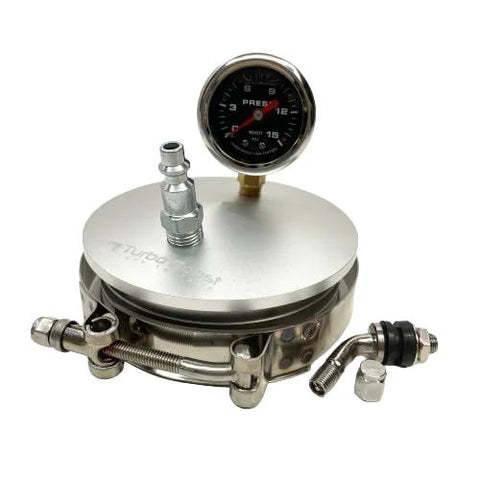 Boost leak tester end cap, 4-inch with 15 PSI gauge, 6061 aluminum, T-bolt clamp, Amazon