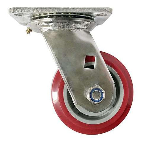 4" Inch Caster Wheel 441 pounds Swivel Stainless steel fork and Polyurethane Top Plate - VXB Ball Bearings