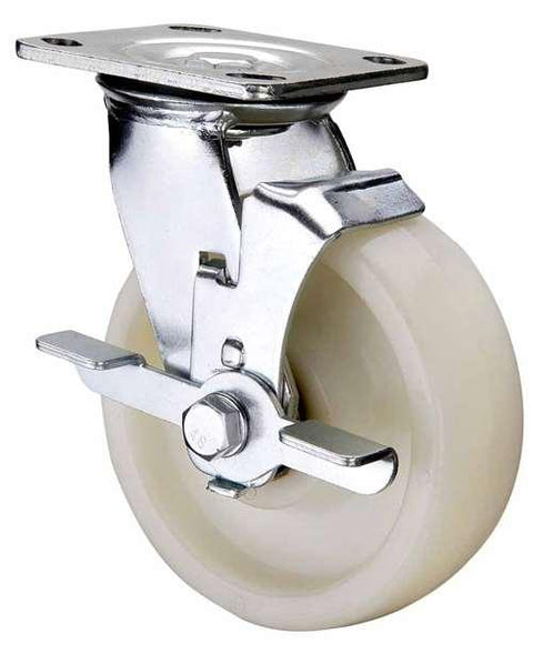 4" Inch Heavy Duty Caster Wheel 1102 pounds Side Brake Polyamide (Nylon) Top Plate - VXB Ball Bearings