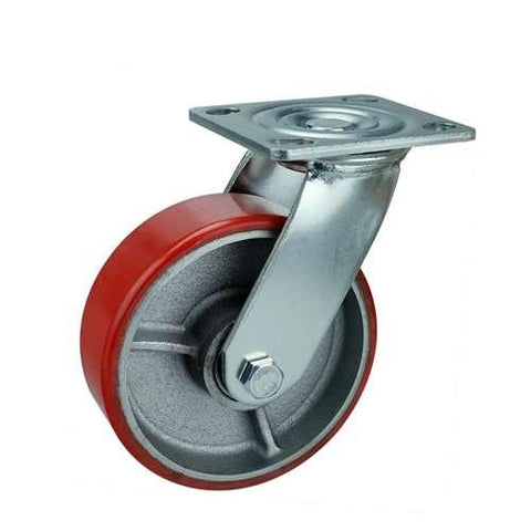 4" Inch Heavy Duty Caster Wheel 617 pounds Swivel+Brake+Fixed Iron core and Polyurethane Top Plate - VXB Ball Bearings