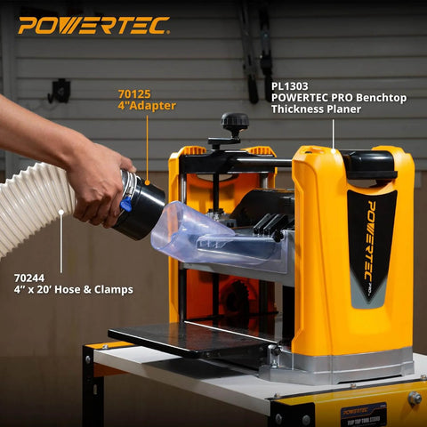 4 Inch Pipe To Hose Adapter Quick Connect For Dust Collection Systems Durable ABS Plastic Easy Connect And Disconnect installed on planer
