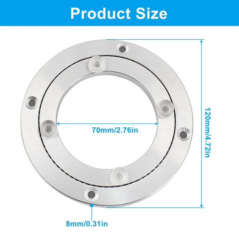 4 Inch Lazy Susan Bearing Heavy Duty Aluminum Turntable Plate with dimensions for kitchen cabinets and displays