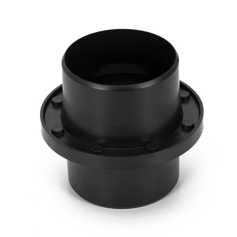 4-inch magnetic dust collection adapter, black plastic with flange for shop vac hoses.