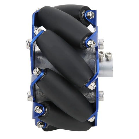 4 Inch Mecanum Wheel Right Aluminum With TPU Rubber Rollers For Industrial Robots shown from side