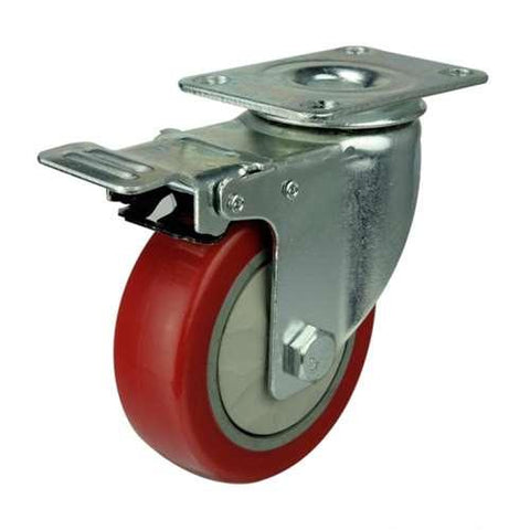 4" Inch Medium Duty Caster Wheel 154 pounds Swivel and Upper Brake Polyvinyl Chloride Top Plate - VXB Ball Bearings