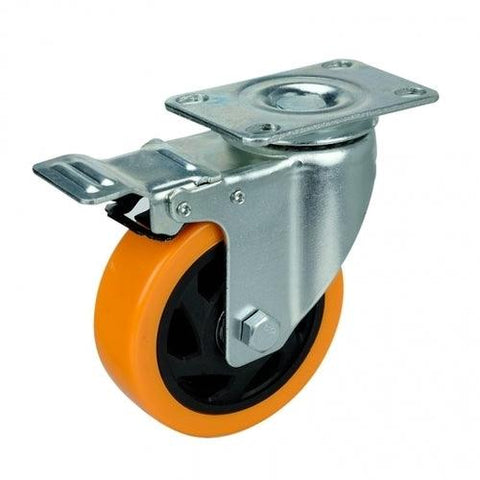 4" Inch Medium Duty Caster Wheel 154 pounds Swivel and Upper Brake Polyvinyl Chloride Top Plate - VXB Ball Bearings