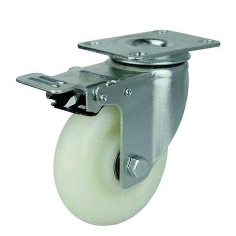 4" Inch Medium Duty Caster Wheel 198 pounds Swivel and Upper Brake Polypropylene Top Plate - VXB Ball Bearings