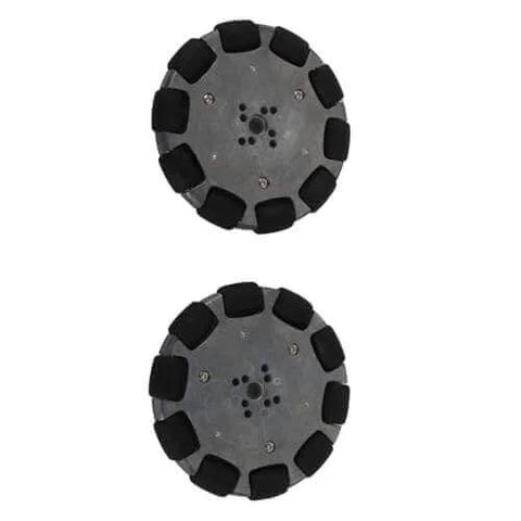 2pcs 4 Inch Omnidirectional Wheels for Industrial Robots, Metal Hub Omni Wheels with Rubber Rollers, 360 Degree Maneuverability