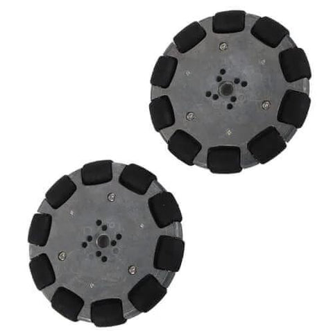 2pcs 4 Inch Omnidirectional Wheels for Industrial Robots, Metal Hub Omni Wheels with Rubber Rollers, 360 Degree Maneuverability, 8mm Bore