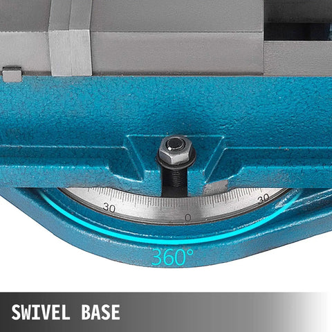 Close-up of 4 Inch Milling Vise With Bench Clamp For Precision Clamping, Durable Ductile Iron Construction With 360 Degree Swivel Base