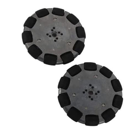 2pcs 4 Inch Omnidirectional Wheels for Industrial Robots, Metal Hub Omni Wheels with Rubber Rollers, 360 Degree Maneuverability
