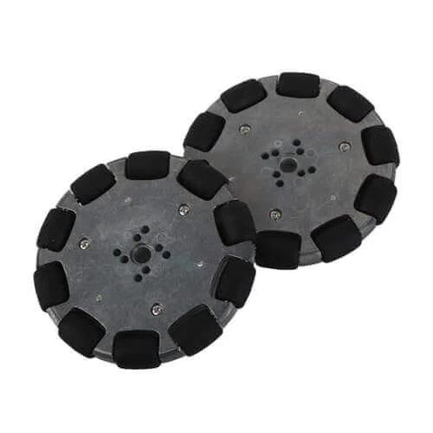 2pcs 4 Inch Omnidirectional Wheels for Robots, Industrial Omni Directional Wheels with Metal Hub and Rubber Rollers, 360 Degree Maneuverability