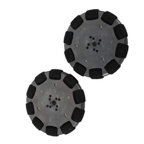 2pcs 4 Inch Omnidirectional Wheels for Robots, Industrial Omni Directional Wheels with Metal Hub and Rubber Rollers, 360 Degree Maneuverability