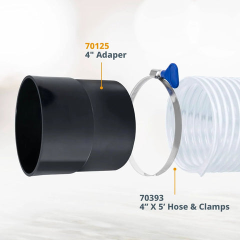 4 Inch Pipe To Hose Adapter Quick Connect For Dust Collection Systems Durable ABS Plastic with hose and clamp