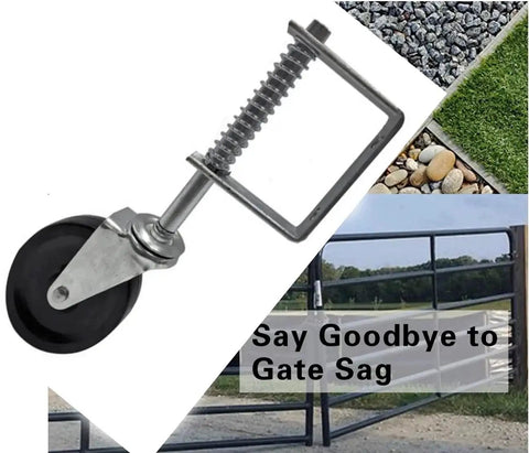 Heavy Duty Gate Caster Wheel 4 Inch With Spring Loaded Bracket Universal Mount Plate Durable Hard Rubber Tread For Smooth Gate Movement