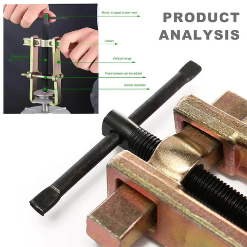 4 Inch Two Jaw Gear Puller With Adjustable Jaw Spread Carbon Steel Flywheel Removal Tool close-up with parts labeled