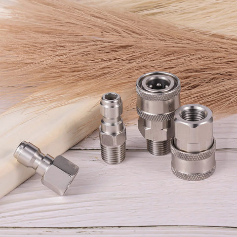 4pcs stainless steel pressure washer quick-connect fittings, NPT 1/4 in, male and female connectors, Amazon Lawn & Patio