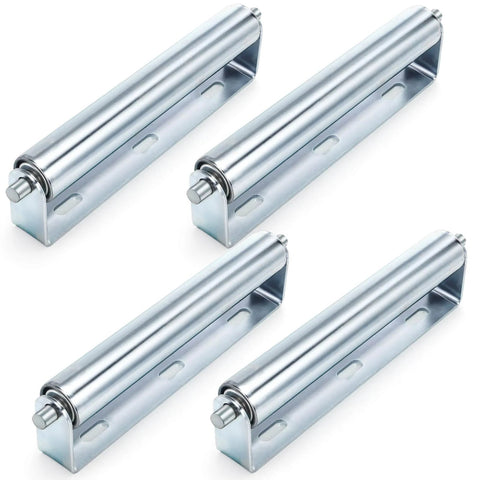4 Pack 10 Inch Long Roller and Bracket Set with 1.5" Diameter, Galvanized Steel Conveyor Roller for Conveying Heavy Objects, Canoe, Kayak, Woodworking